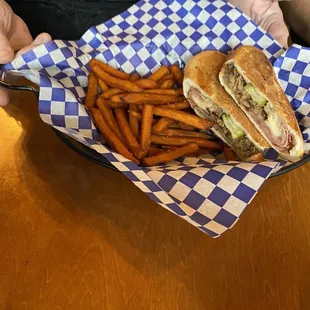 Cubana with sweet potato fries