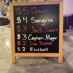 Drink menu