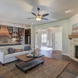 a living room and kitchen