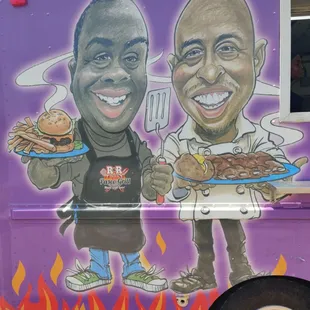 a man and a woman holding plates of food