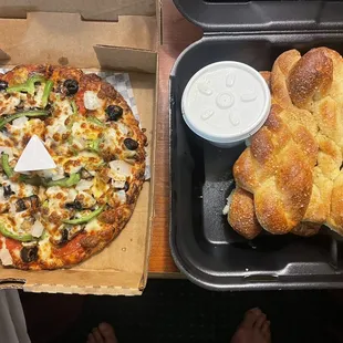 Small Combo pizza and Breadsticks w/ Ranch.