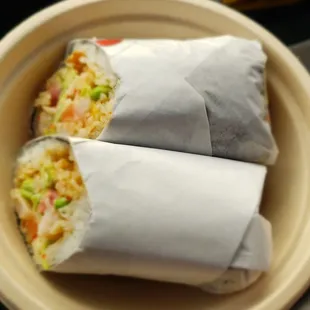 This is all that was in my sushi burrito bag, no soy sauce, wasabi or ginger WT?