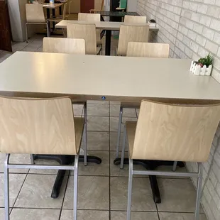 tables and chairs in a restaurant