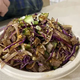 The house spicy beef bowl.