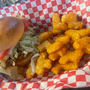 Chicken Sandwich and Tetris Tater Tots