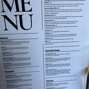 menu