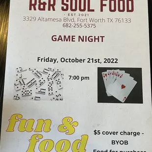 Game night - Friday October 21st
