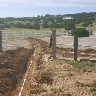 Drainage french drain in progress