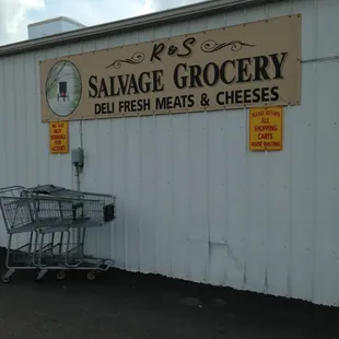 a shopping cart outside of a store
