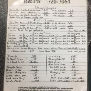 a list of items