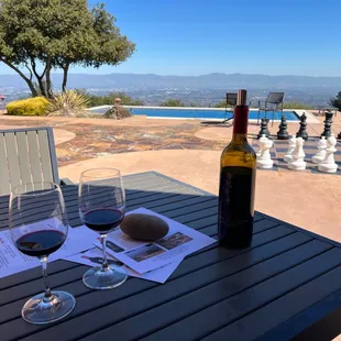 a glass of wine and a bottle of wine