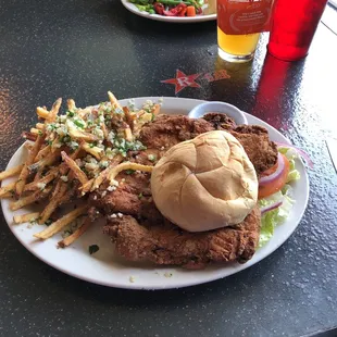 Chicken T Fried Chicken Thigh Sandwich with Parmesan Fries