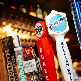 a selection of beer taps