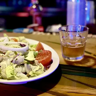 Double dinner salad .. blue cheese dressing is awesome!