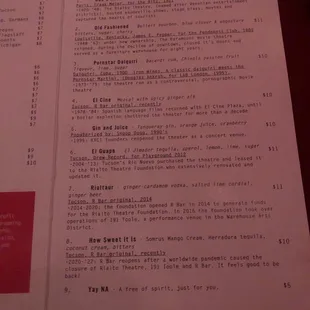 a menu for a restaurant