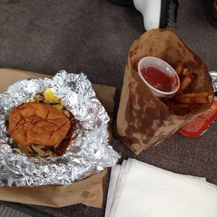 Southern burger and fries