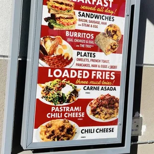 Drive thru menu board.