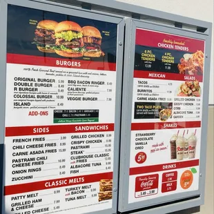 Drive thru menu boards.