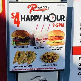 Happy hour drive thru menu.