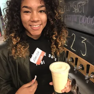 Sunny C juice with kumbucha tap in the background