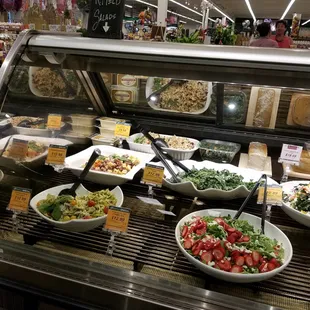 a display of salads
