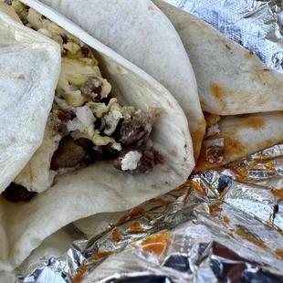 Sirloin and egg breakfast taco