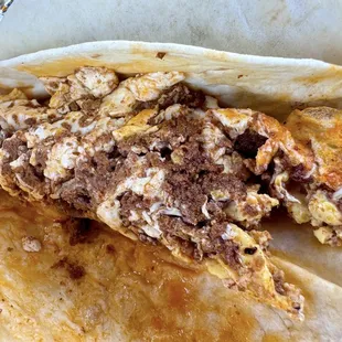 Chorizo and egg breakfast taco