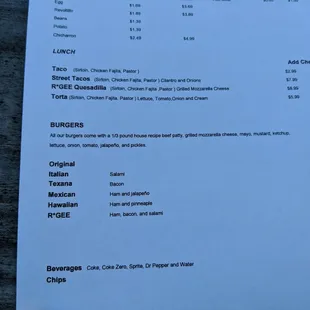 menu