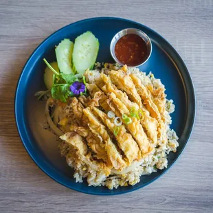 Fried Chicken Over Fried Rice