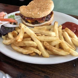 Riches royal burger with fries