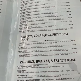 Breakfast menu