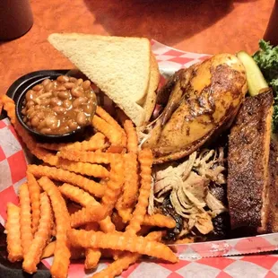 Can't choose, do a pick 3 meat plate: chicken, ribs &amp; pulled pork, yum!