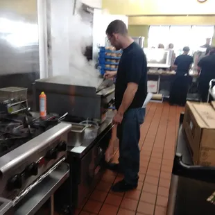 Cleaning the grill....