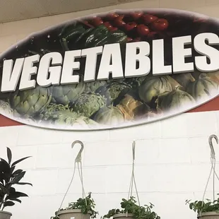 a sign for vegetables