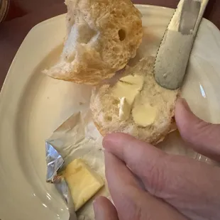 Cold bread and cold butter.