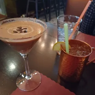 a cocktail and a drink