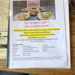  menu for the ultimate slice of pizza
