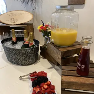 We supplied the champagne for a Mimosa bar with fresh fruit and juices.