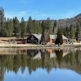 R-Ranch barn from the other side of the lake.