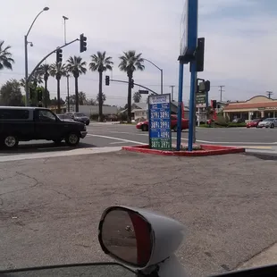 a view of a gas station