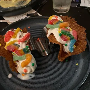 Sour unicorn dessert tacos