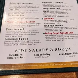 menu