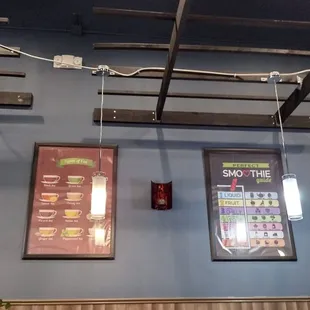 a wall with a menu on it