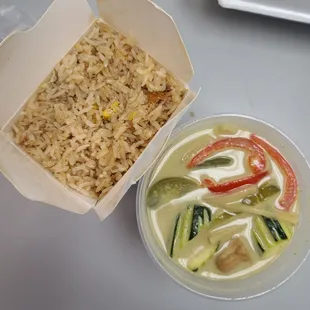 fried rice and green curry, yummy!