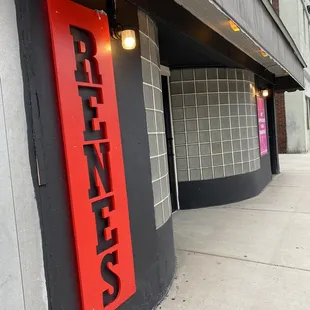 the entrance to the restaurant