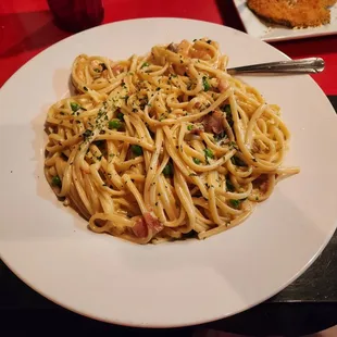 Tuscan Carbonara with shrimp