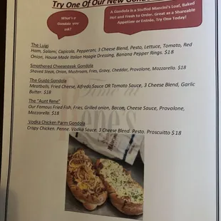 menu, sandwiches