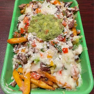 Carne Asada Fries (off menu)~ Favorite seasoned fries, favorful, juicy carne asada, with cheese &amp; toppings! I loved it!!