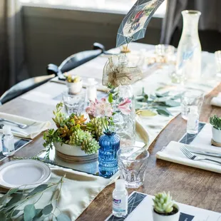 a table set with place settings