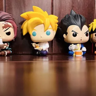 a row of action figures